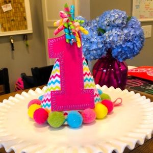 Baby girls First Birthday Party Hat! 🥳